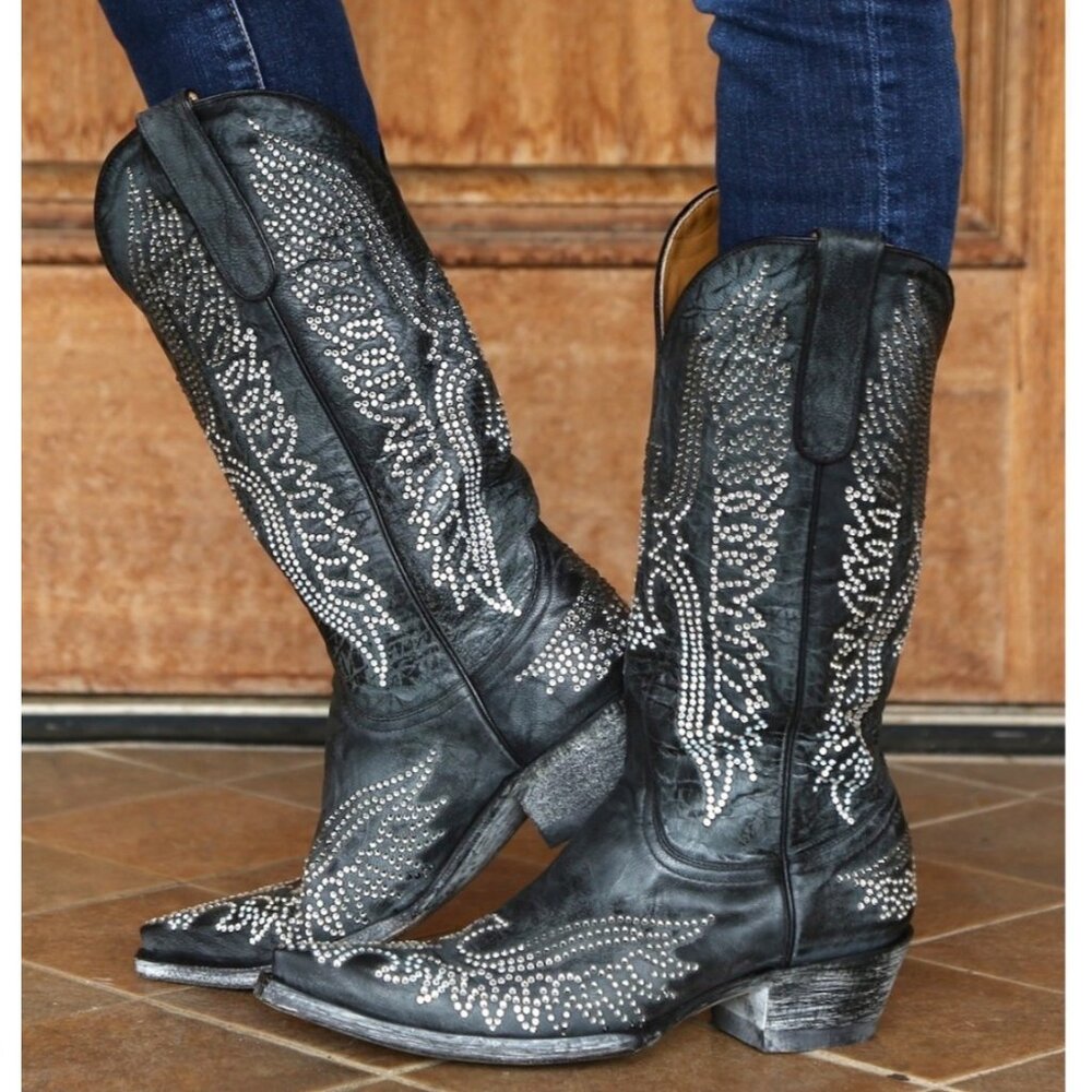 Size 8 Womens Old Gringo Eagle Swarovski Crystals Snip Toe Cowboy Cowgirl Boots - Picture 11 of 12